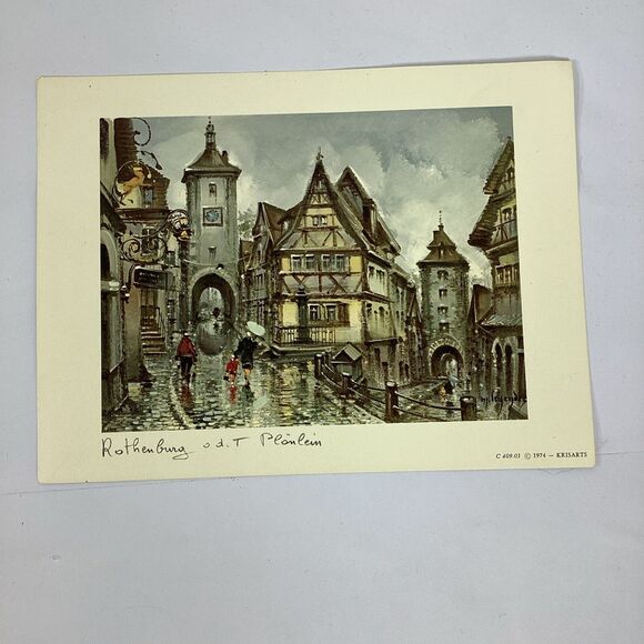 Lot of 3 Rothenburg Germany Art Prints 7.75" x 6" Krisarts - Picture 3 of 7